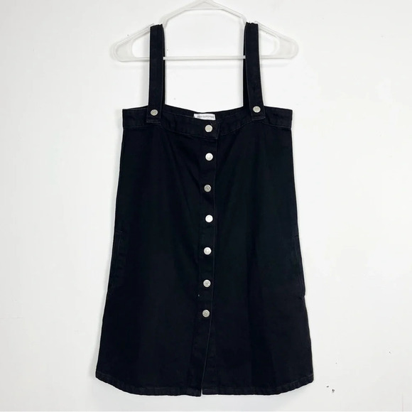BDG Overall Dress Size Small Mini Black Button Front Jumper Urban Outfitters - Picture 1 of 10